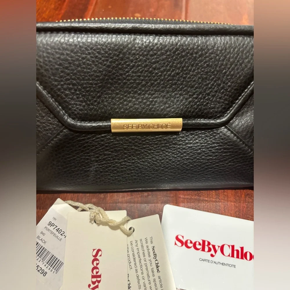 SEE BY CHLOE Long Black Leather Wallet, LIKE NEW - Picture 7 of 8